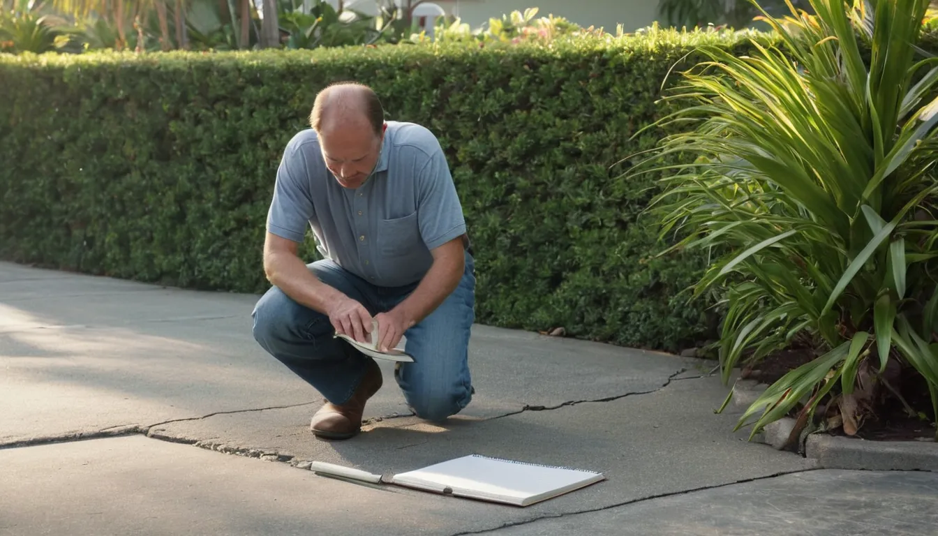 Homeowner checking a driveway slab in the Apopka area
