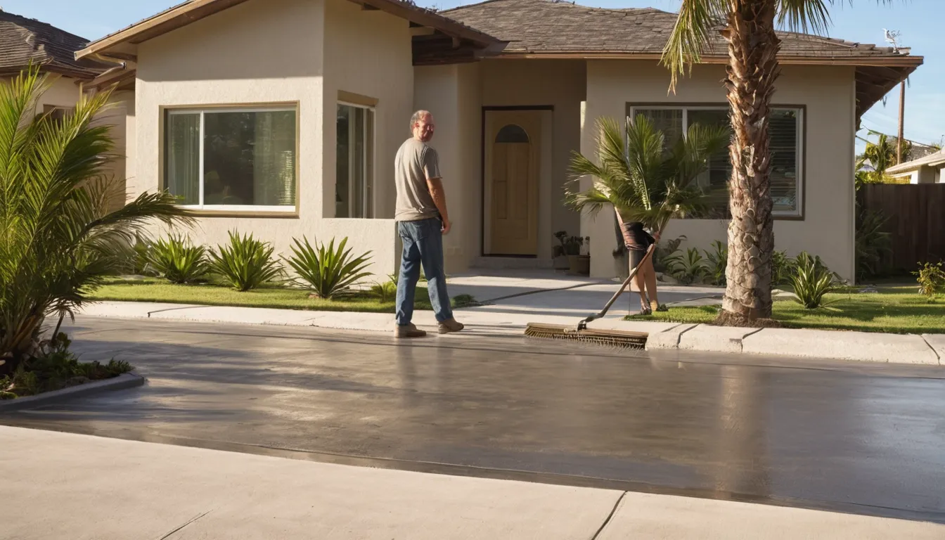 A freshly poured concrete driveway at a single-story home in Apopka